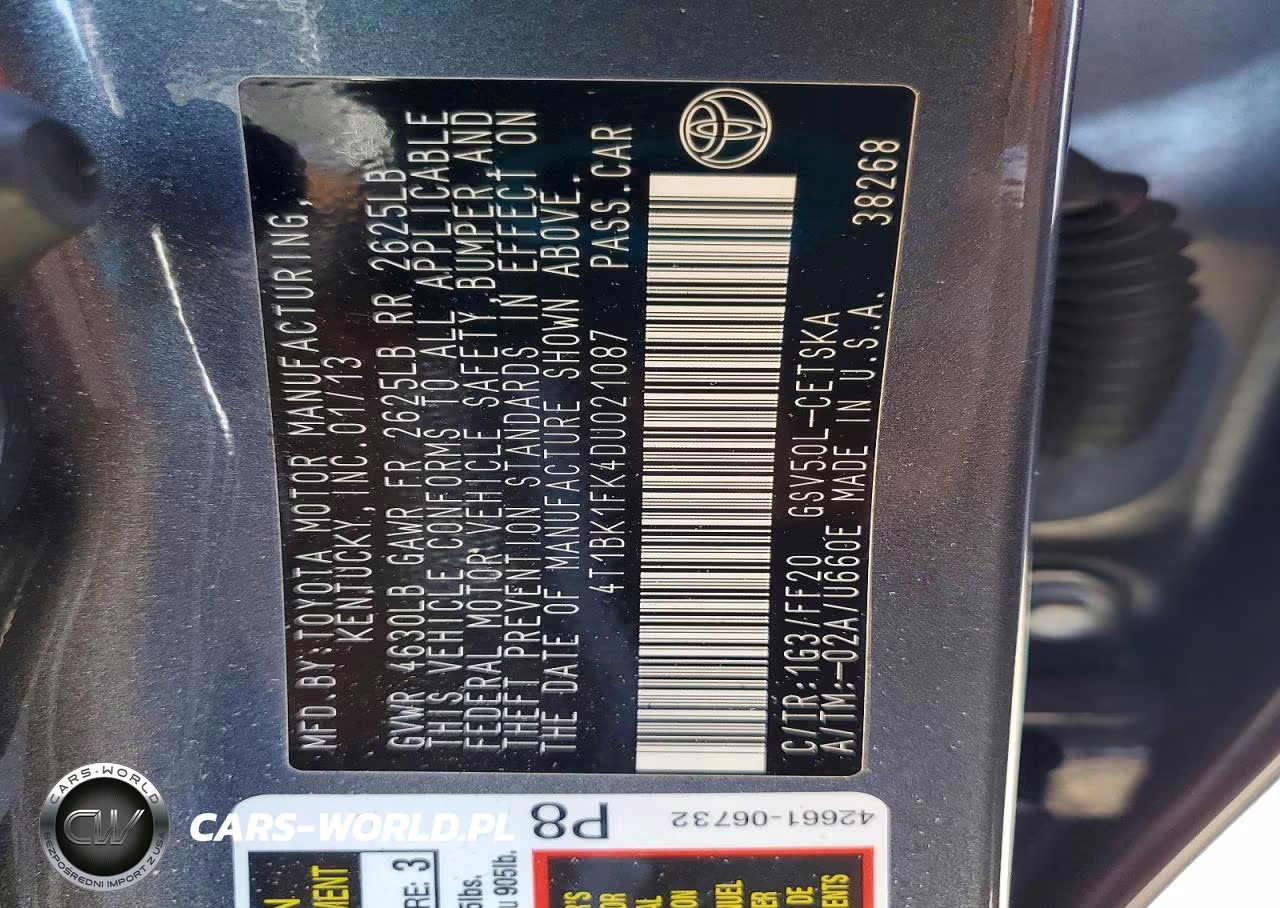 2013 Toyota Camry Se V6 VIN:4T1BK1FK4DU021087 - 12