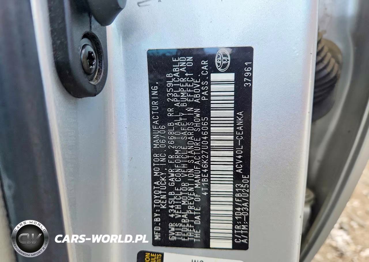 2007 Toyota Camry Le VIN:4T1BE46K27U046065 - 12