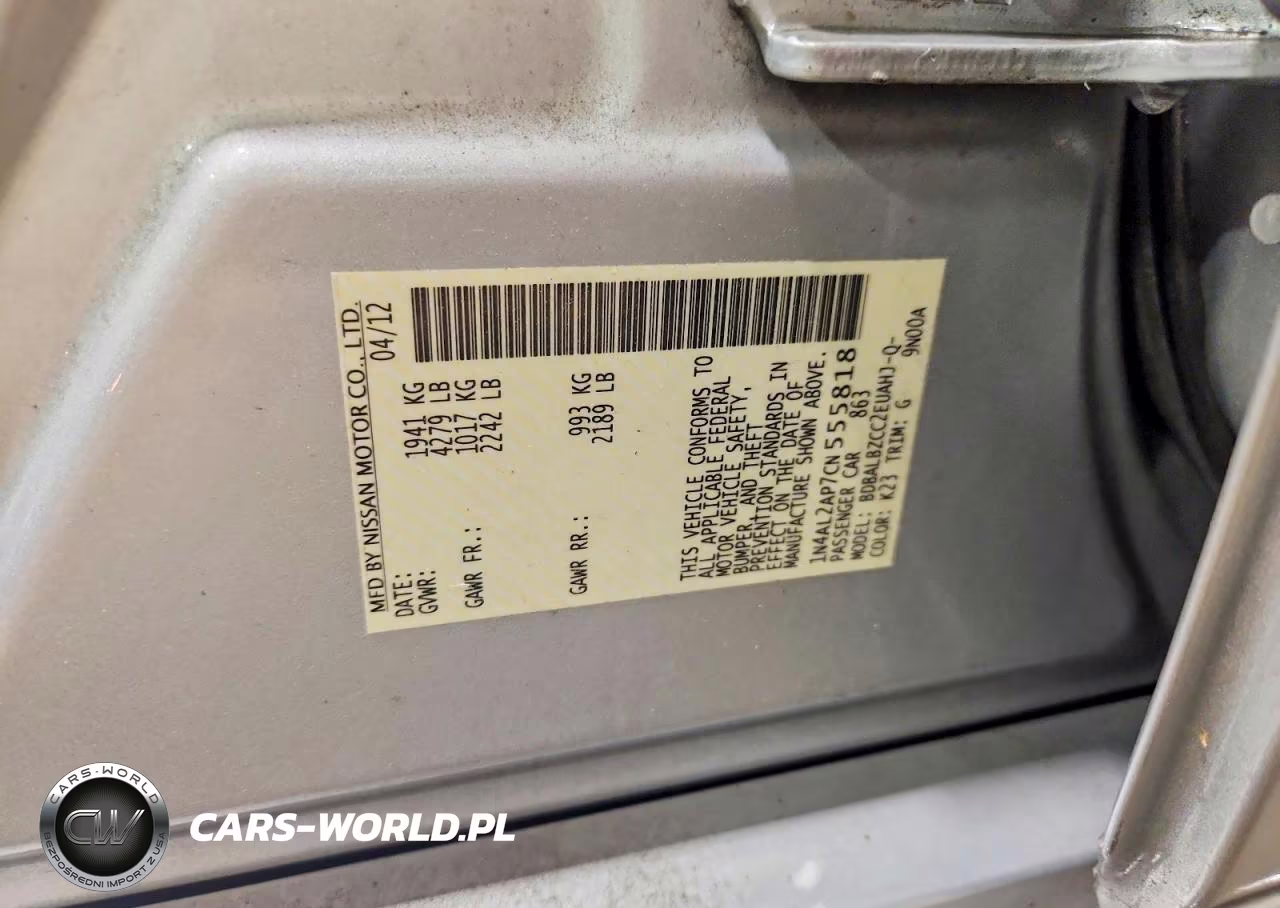 2012 Nissan Altima 2.5 VIN:1N4AL2AP7CN555818 - 12