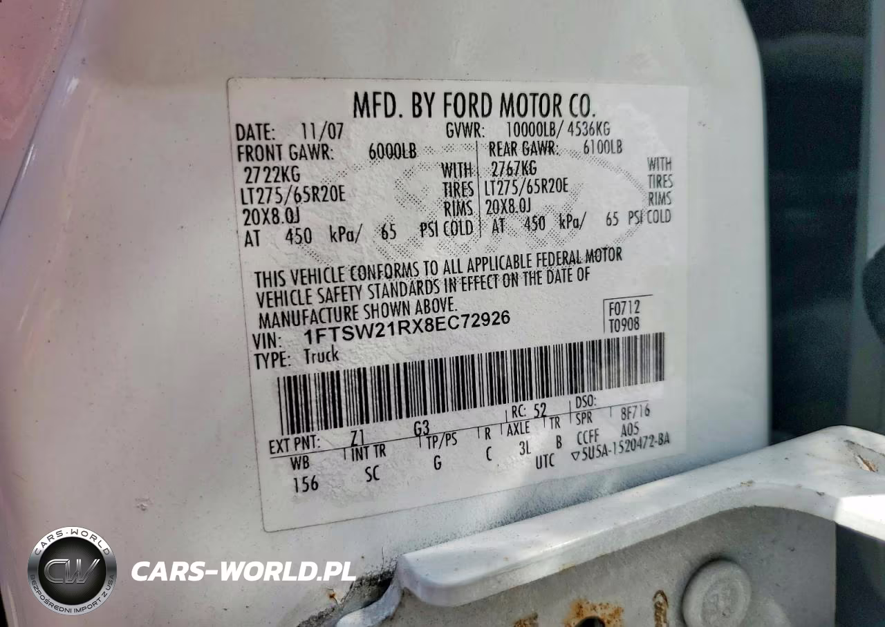 2008 Ford F250 Super Duty VIN:1FTSW21RX8EC72926 - 12
