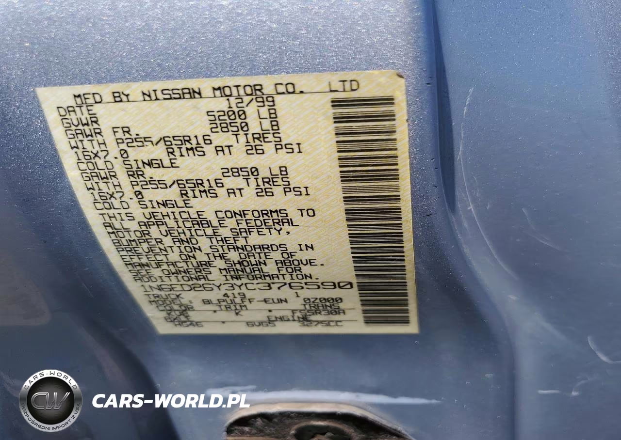 2000 Nissan Frontier Xe-V6 VIN:1N6ED26Y3YC376590 - 12