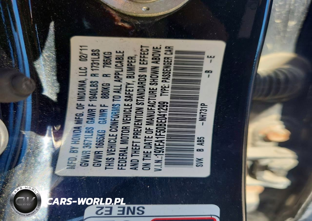 2011 Honda Civic Lx VIN:19XFA1F50BE041299 - 12