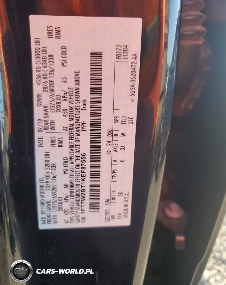 2019 Ford F250 Super Duty VIN:1FT7W2BT1KEF87556 - 12