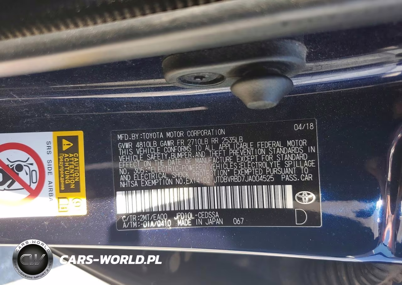 2018 Toyota Mirai Base VIN:JTDBVRBD7JA004525 - 12