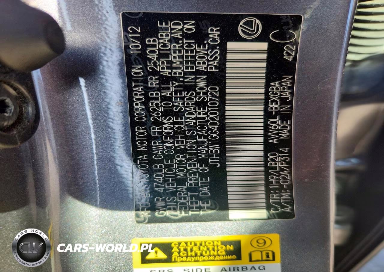 2013 Lexus Es 300H VIN:JTHBW1GG4D2010720 - 12