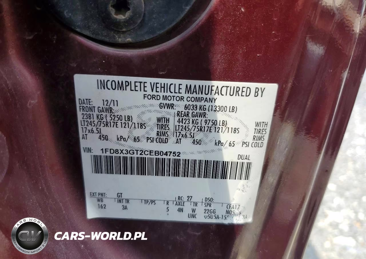 2012 Ford F350 Super Duty VIN:1FD8X3GT2CEB04752 - 12