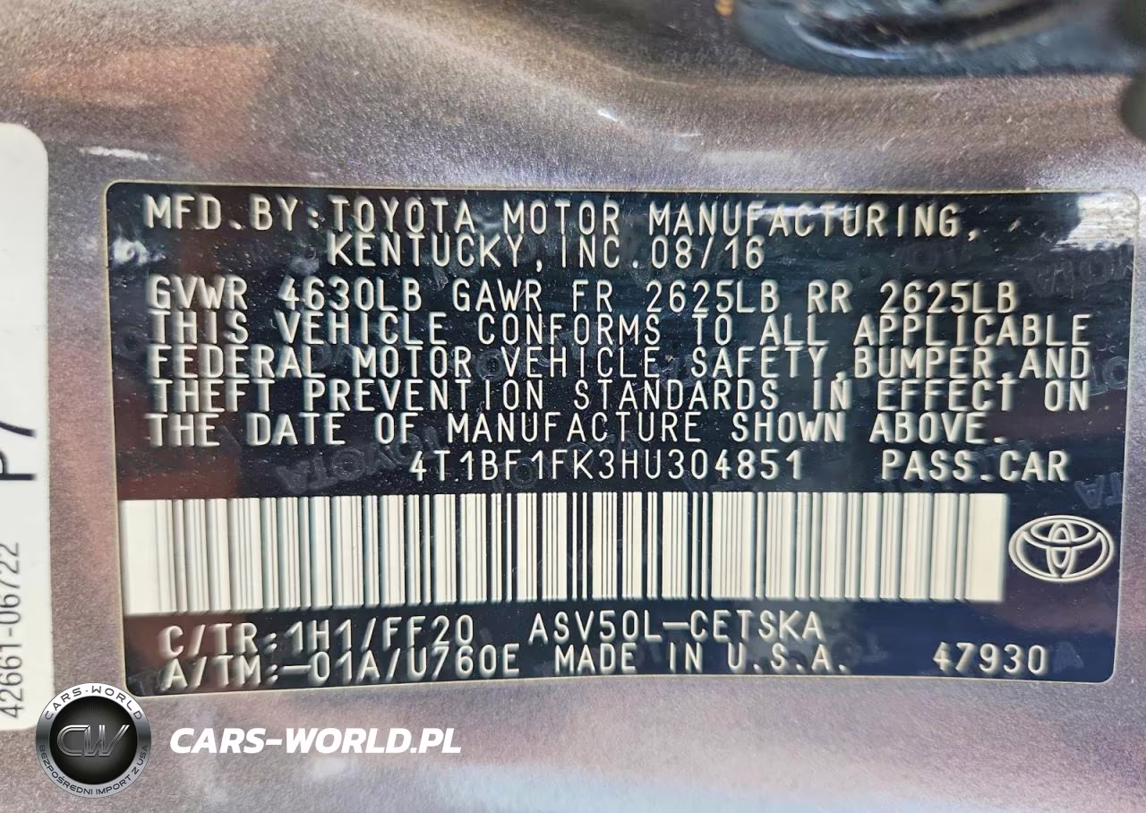 2017 Toyota Camry Se VIN:4T1BF1FK3HU304851 - 13
