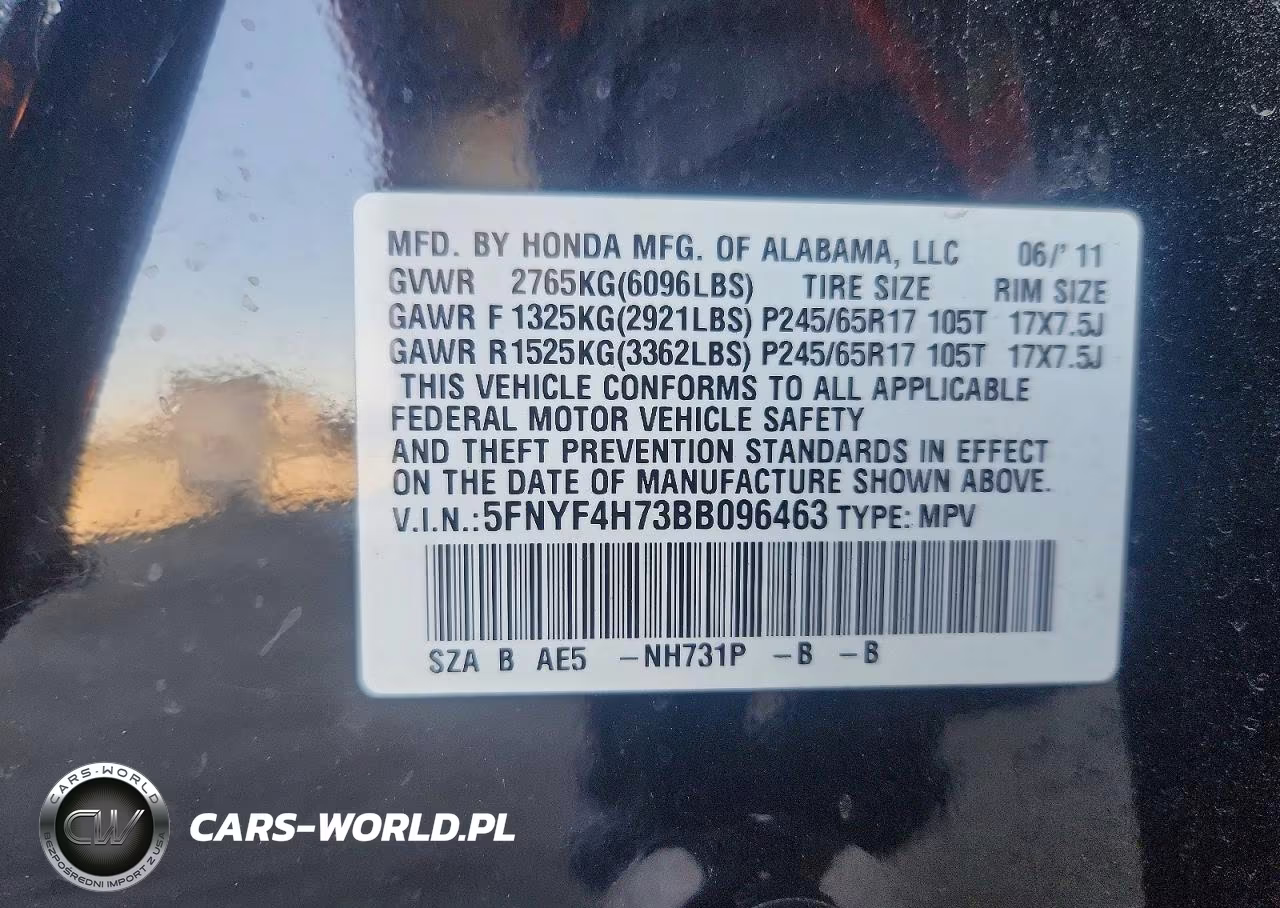 2011 Honda Pilot Exln VIN:5FNYF4H73BB096463 - 13