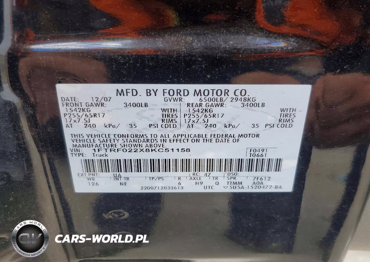 2008 Ford F150 VIN:1FTRF022X8KC51158 - 12