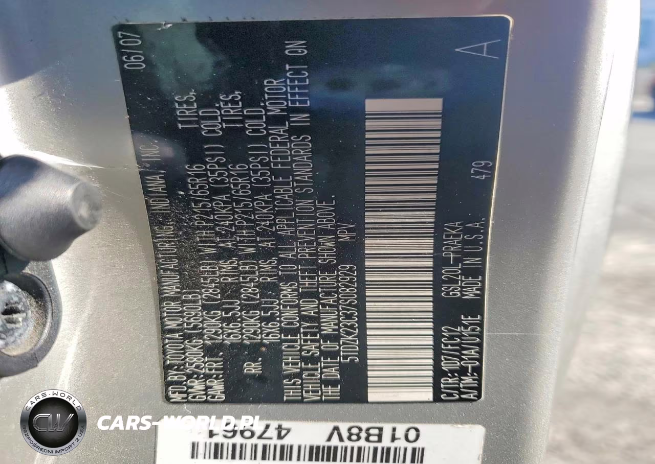 2007 Toyota Sienna Le 8-Passenger VIN:5TDZK23C37S082929 - 14