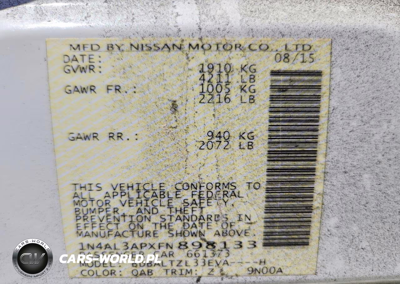 2015 Nissan Altima 2.5 Sl VIN:1N4AL3APXFN898133 - 13