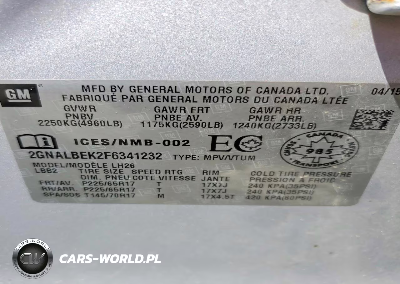 2015 Chevrolet Equinox Lt VIN:2GNALBEK2F6341232 - 14