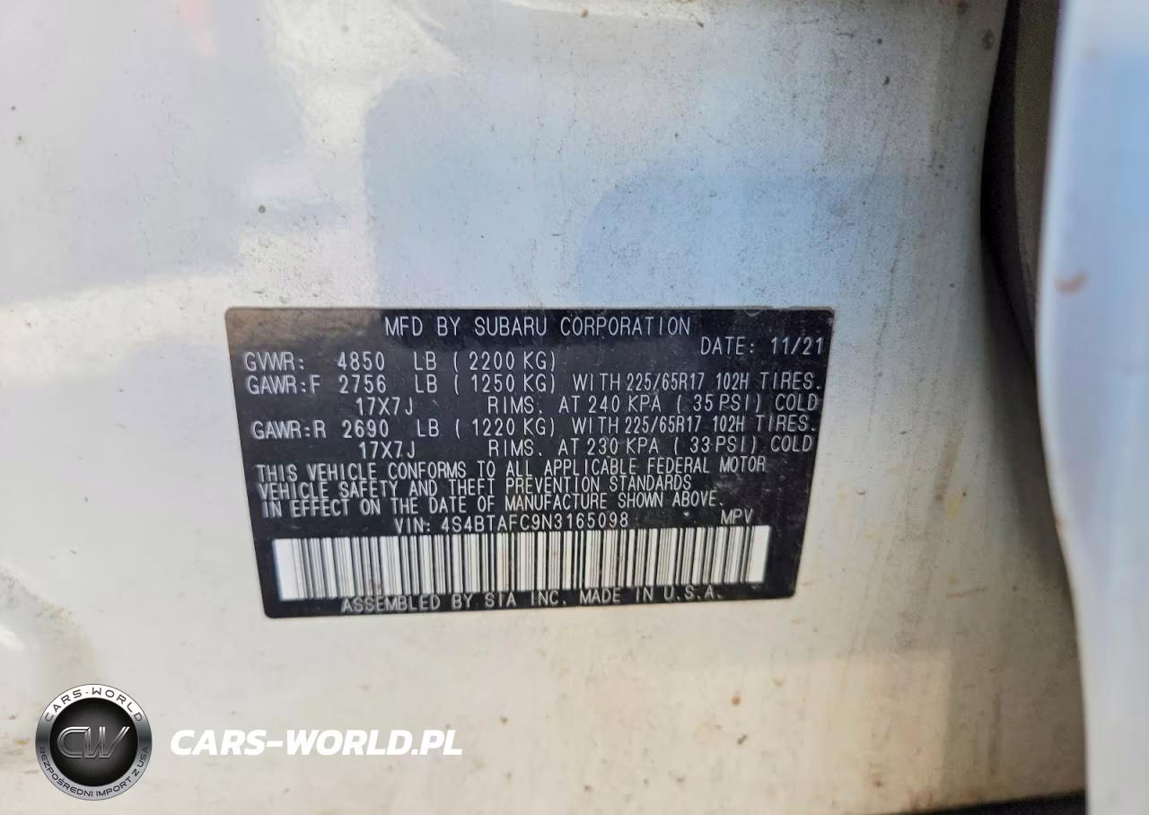 2022 Subaru Outback Premium VIN:4S4BTAFC9N3165098 - 13
