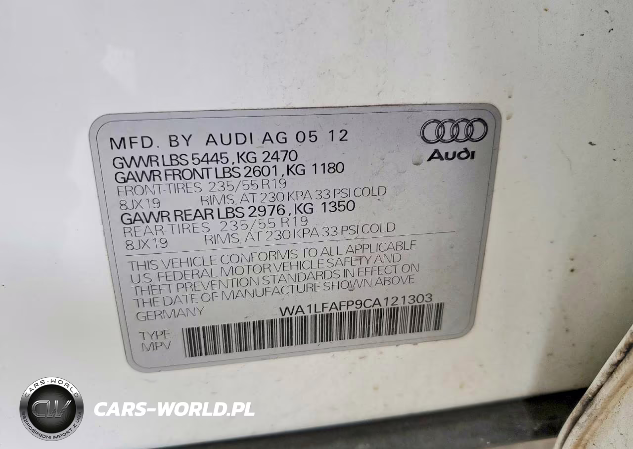 2012 Audi Q5 Premium Plus VIN:WA1LFAFP9CA121303 - 12