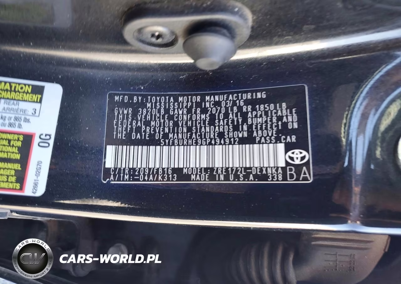 2016 Toyota Corolla Le VIN:5YFBURHE9GP494912 - 13