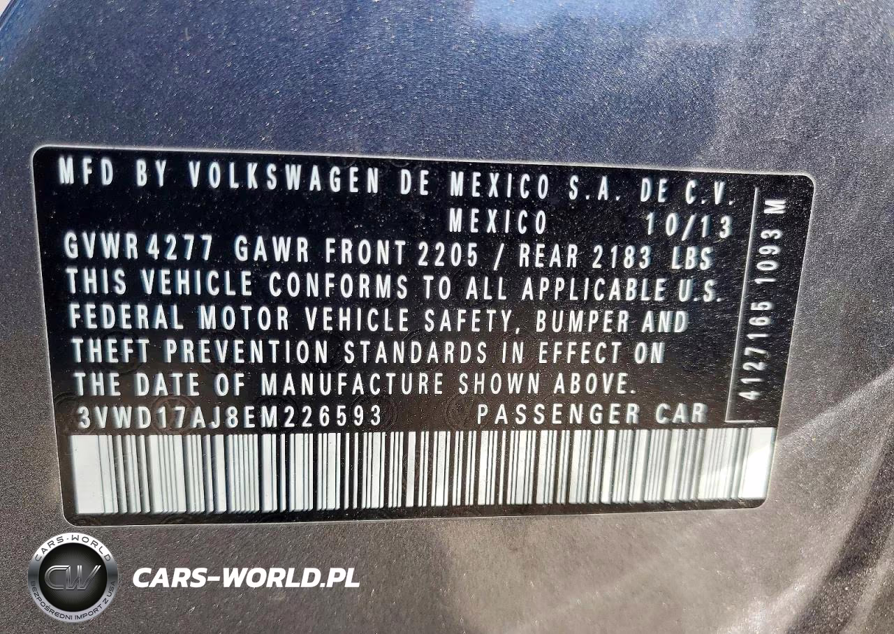 2014 Volkswagen Jetta Se VIN:3VWD17AJ8EM226593 - 12