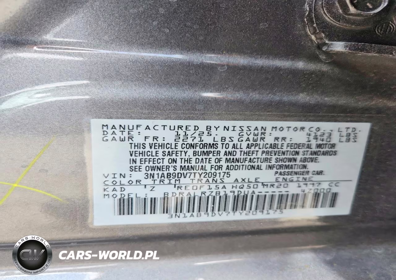 2026 Nissan Sentra Sr VIN:3N1AB9DV7TY209175 - 13