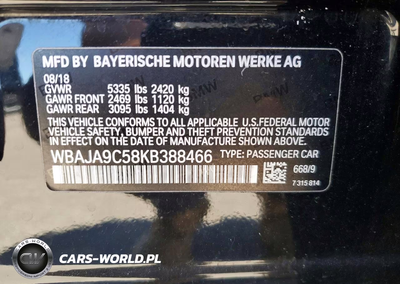 2019 BMW 530E VIN:WBAJA9C58KB388466 - 13