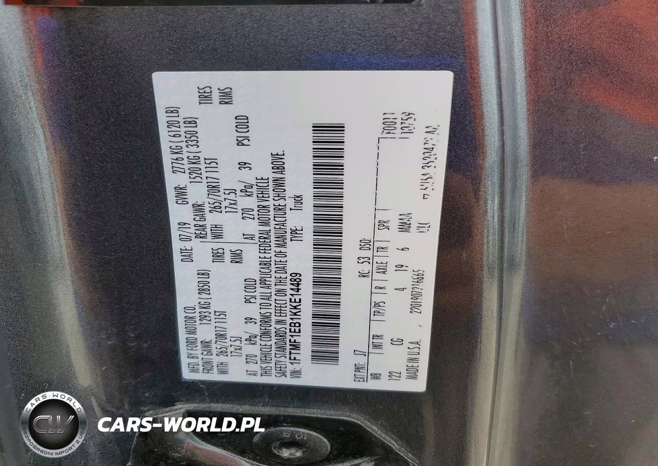 2019 Ford F150 VIN:1FTMF1EB1KKE14489 - 12