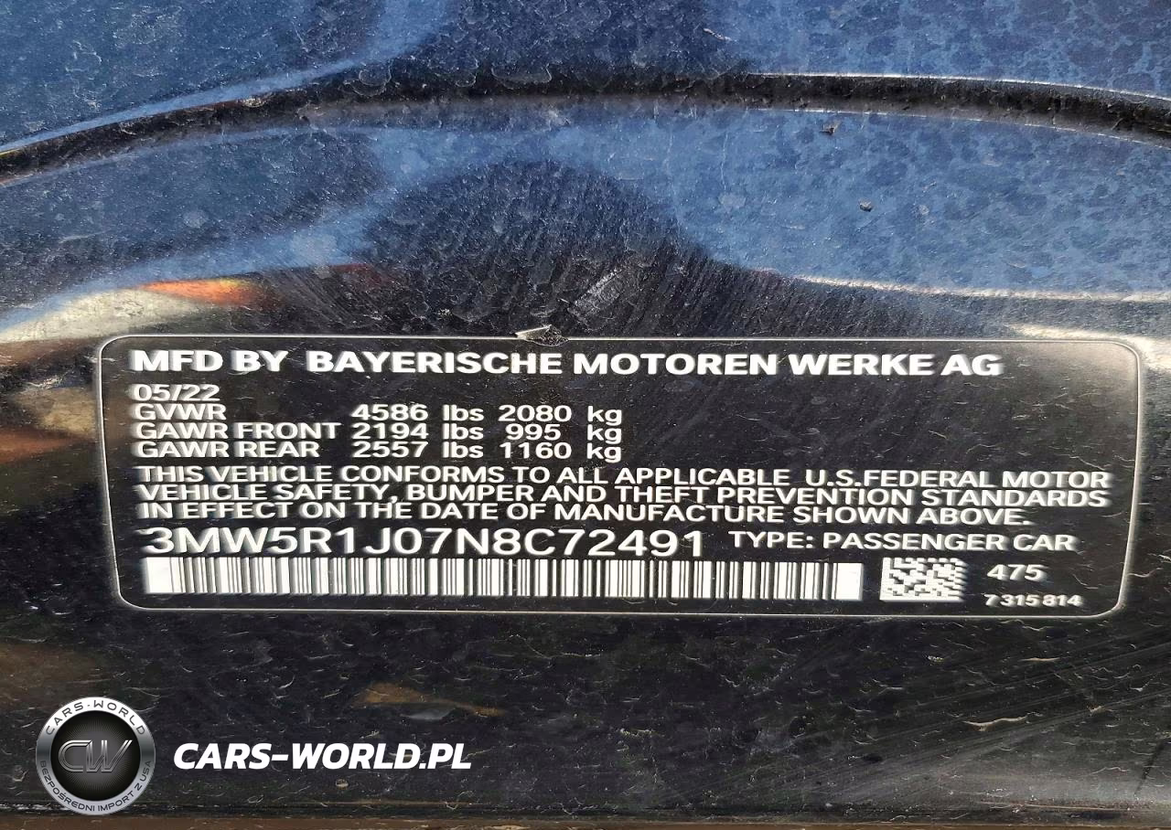 2022 BMW 330I VIN:3MW5R1J07N8C72491 - 12