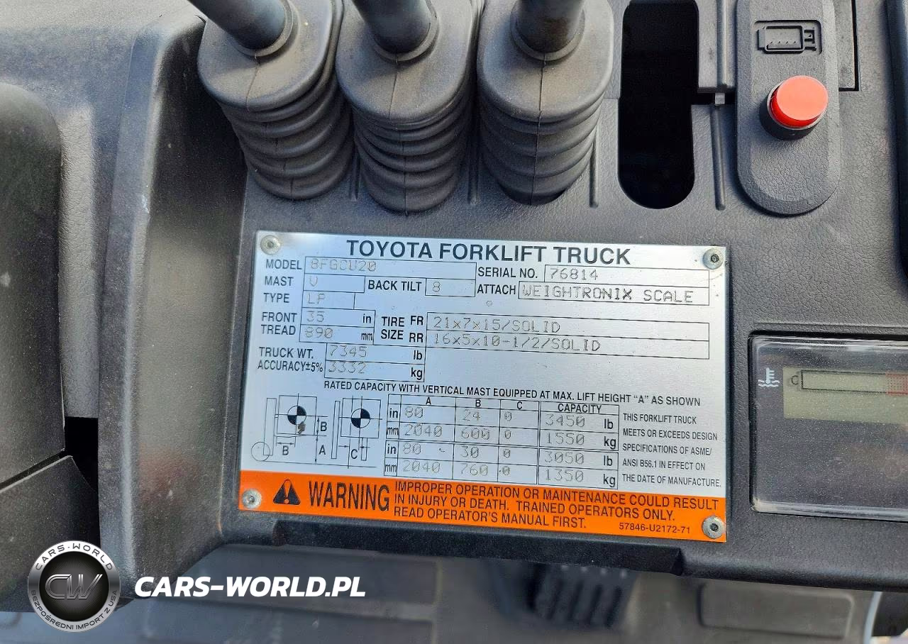 2016 Toyota 8Fcu20 Forklift VIN:76814 - 10