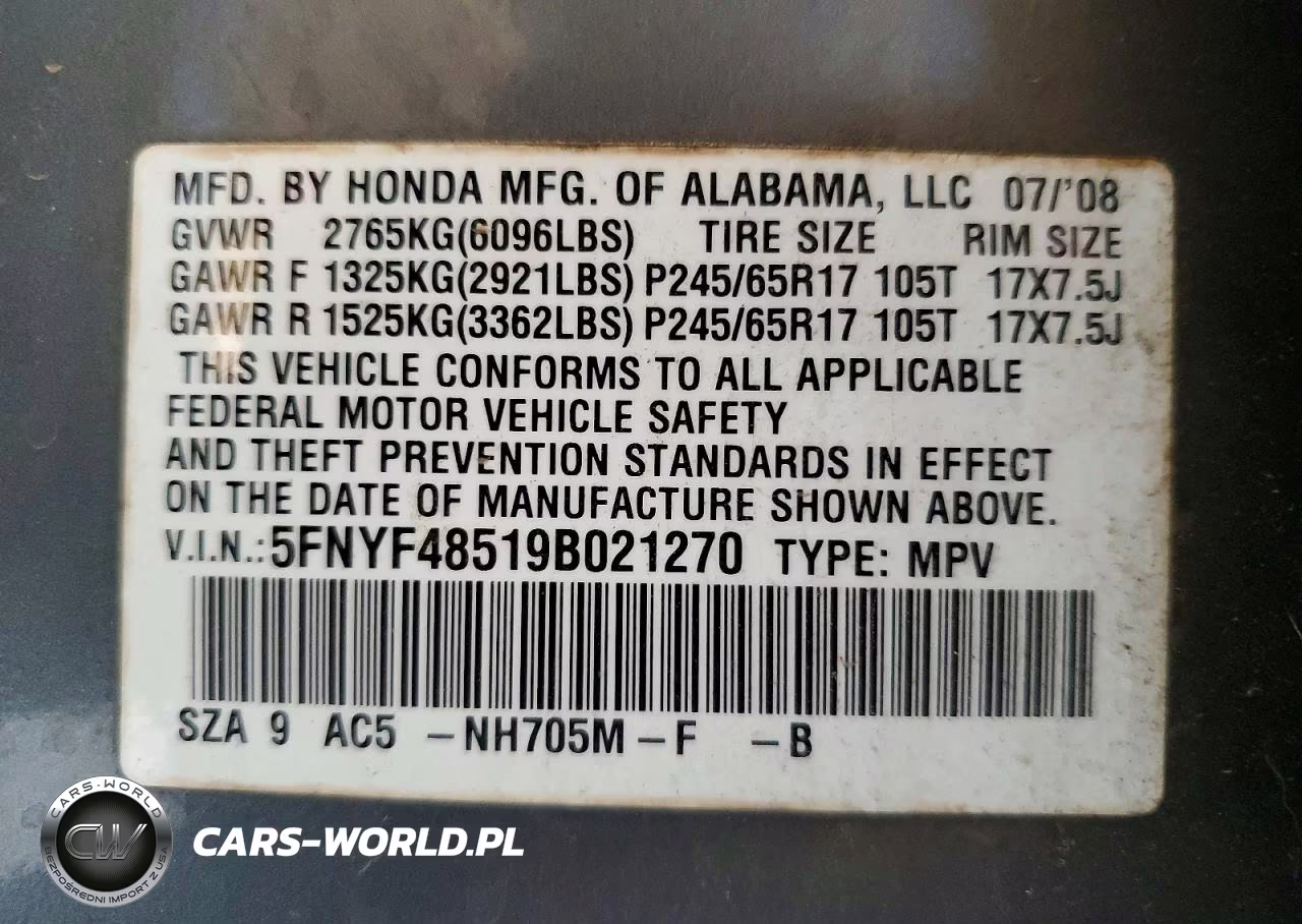2009 Honda Pilot Exl VIN:5FNYF48519B021270 - 13