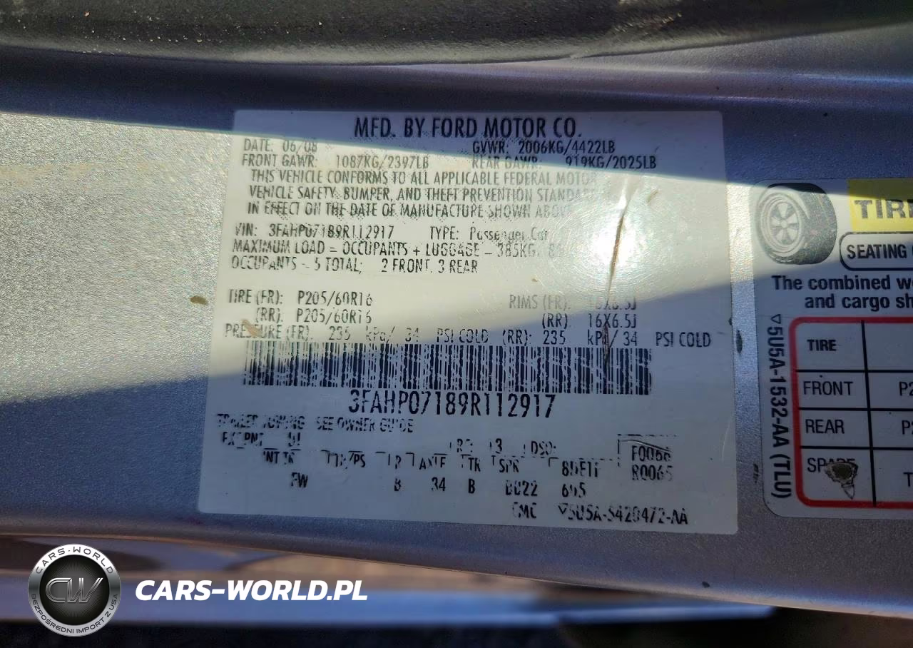 2009 Ford Fusion Se VIN:3FAHP07189R112917 - 12