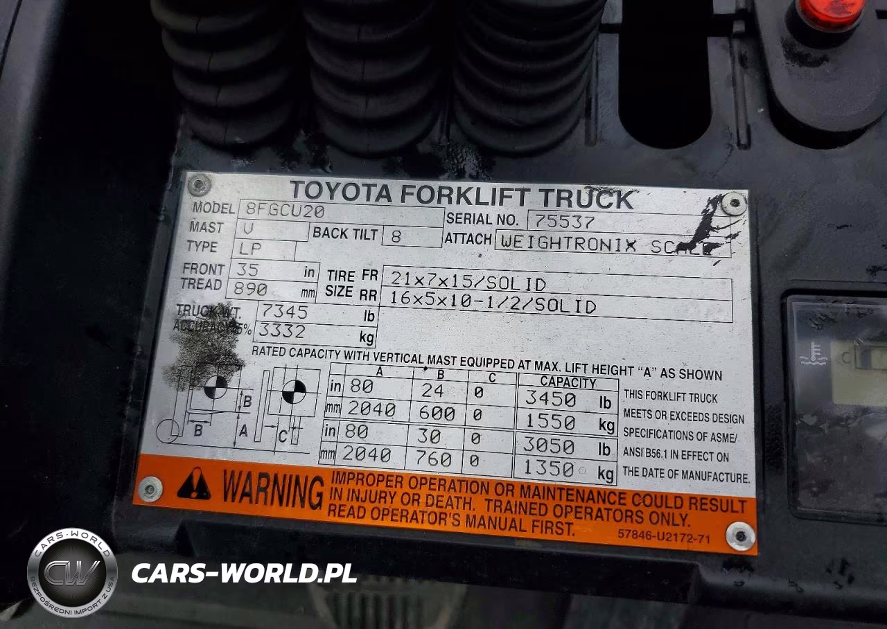 2016 Toyota 8Fgcu20 Forklift VIN:75537 - 10
