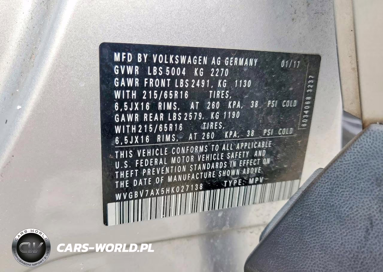 2017 Volkswagen Tiguan S-Limited VIN:WVGBV7AX5HK027138 - 13