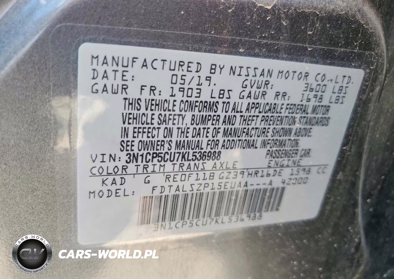 2019 Nissan Kicks Sv VIN:3N1CP5CU7KL536988 - 12