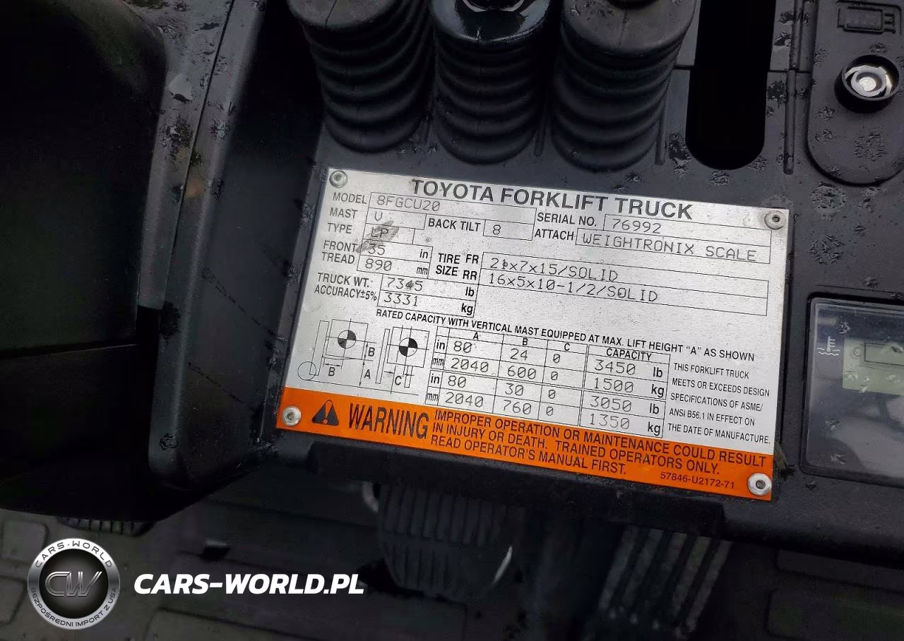 2016 Toyota 8Fgcu20 Forklift VIN:76992 - 10