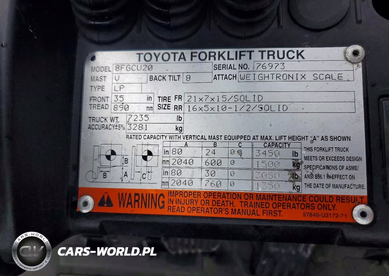 2016 Toyota 8Fgcu20 Forklift VIN:76973 - 10