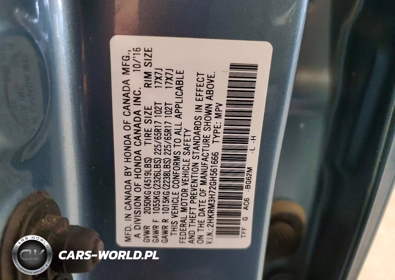 2016 Honda Cr-V Exl VIN:2HKRM3H72GH561666 - 13