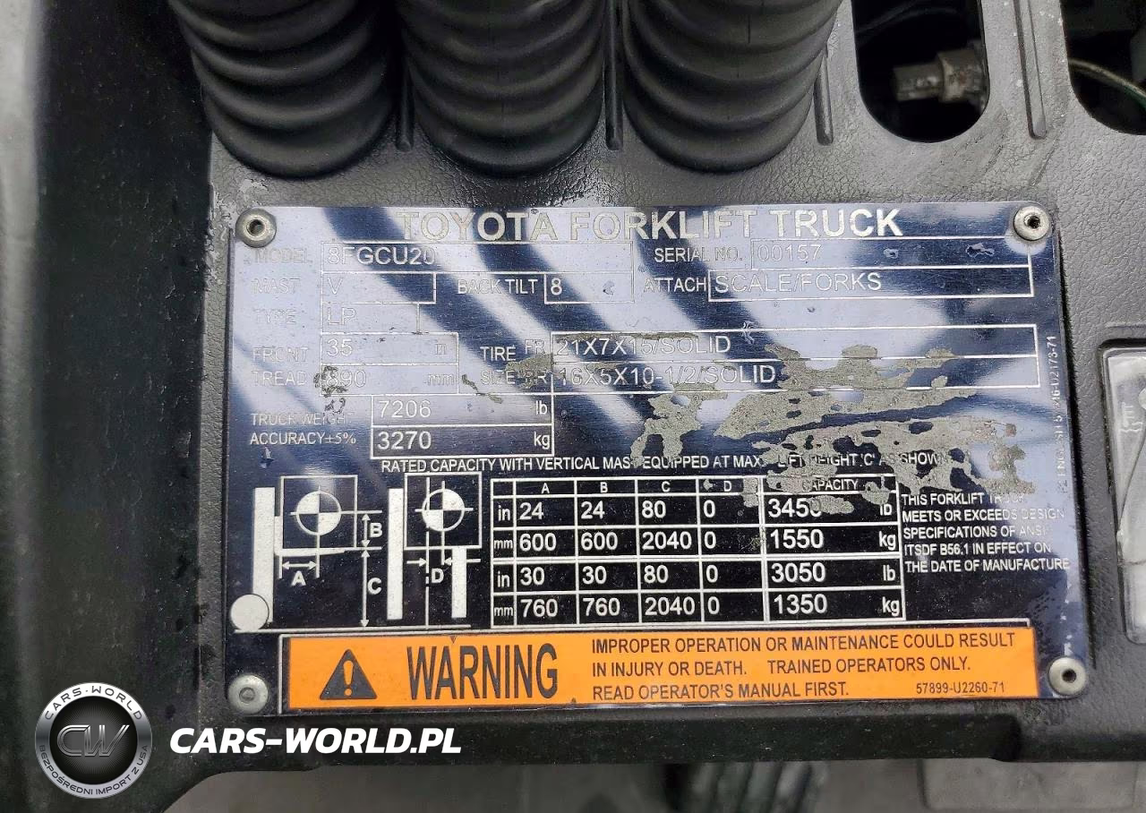 2019 Toyota 8Fgcu20 Forklift VIN:157 - 10