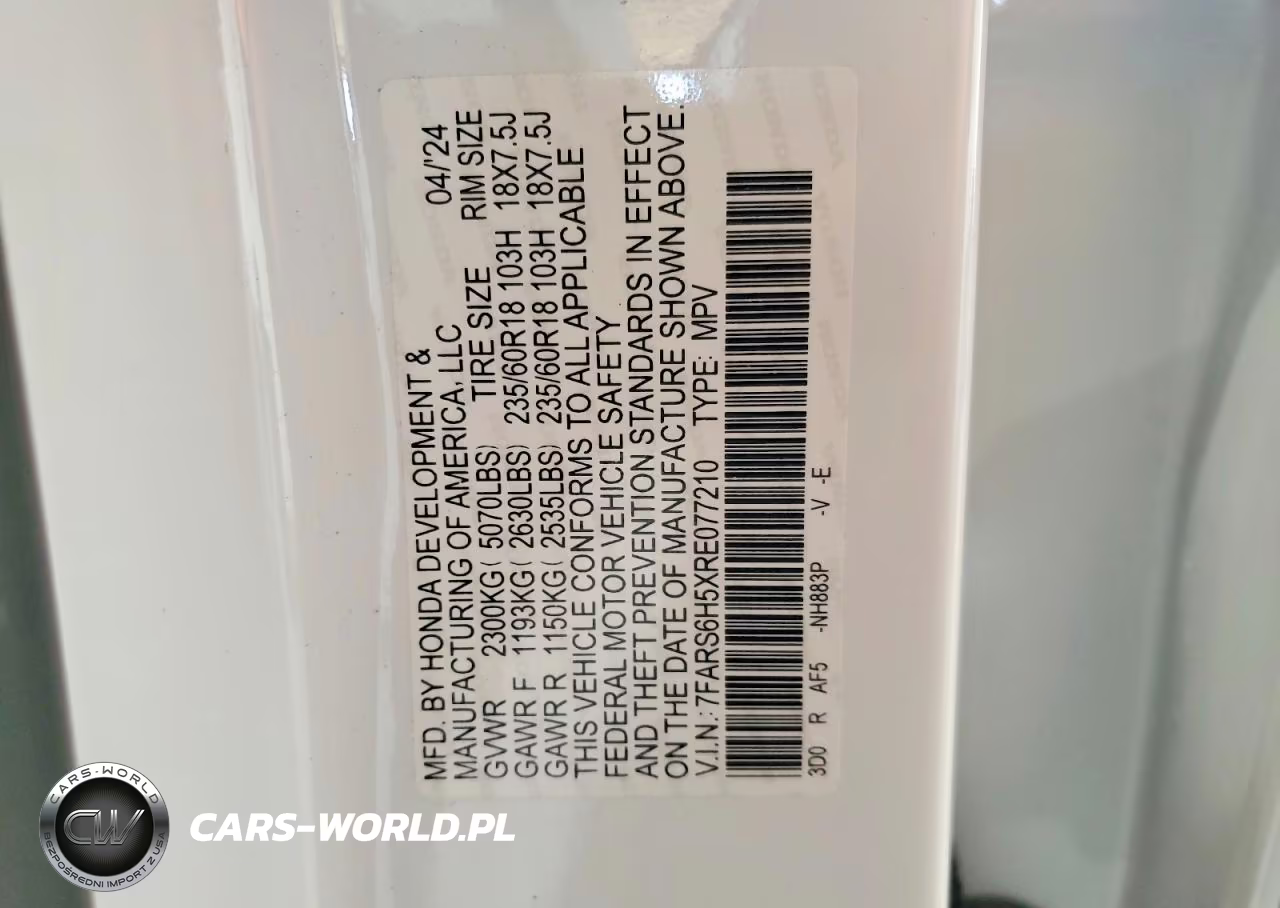 2024 Honda Cr-V Sport VIN:7FARS6H5XRE077210 - 13