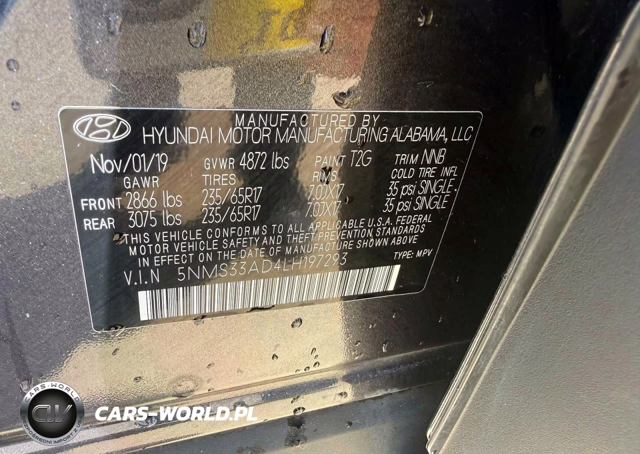 2020 Hyundai Santa Fe Sel VIN:5NMS33AD4LH197293 - 10