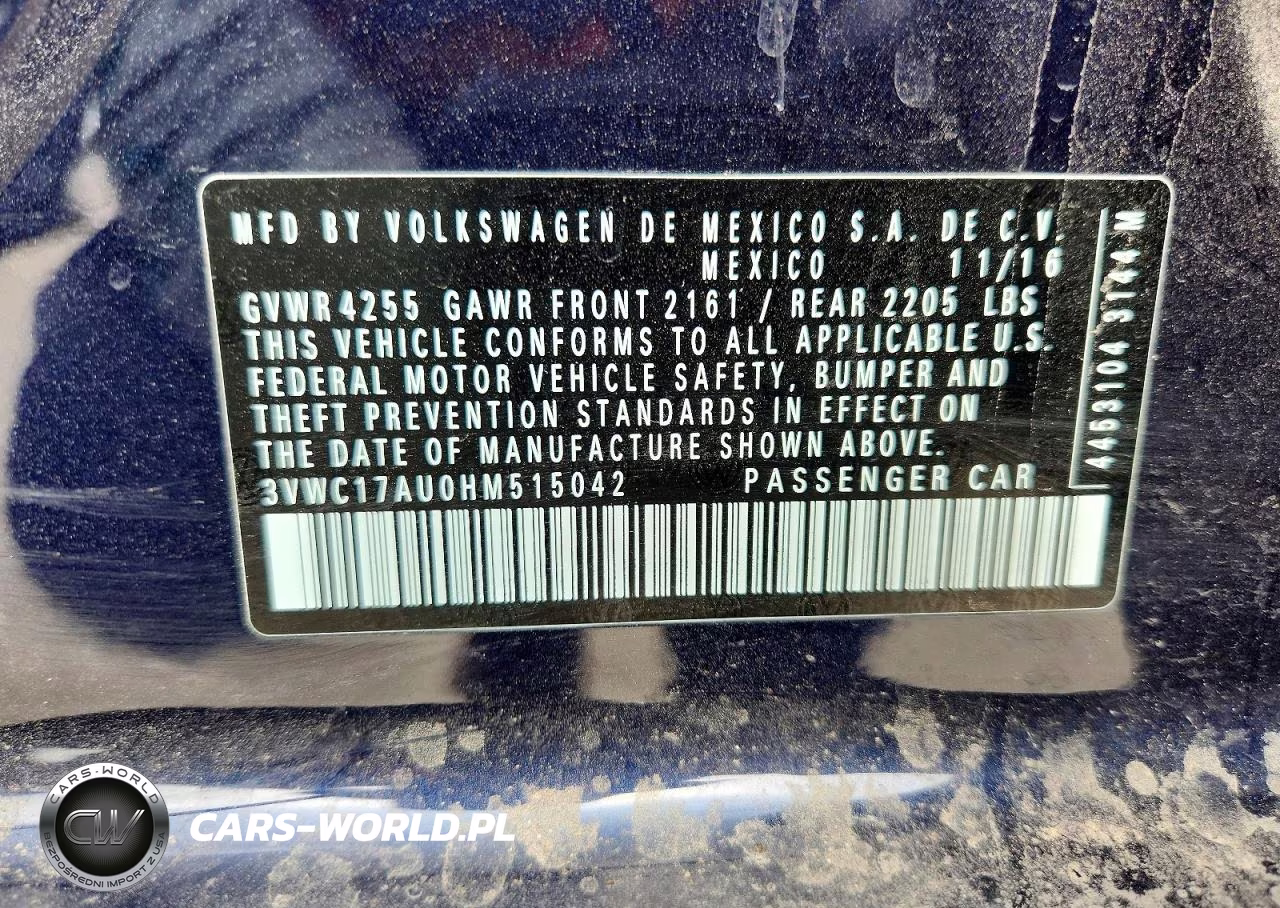 2017 Volkswagen Golf Sportwagen S VIN:3VWC17AU0HM515042 - 13