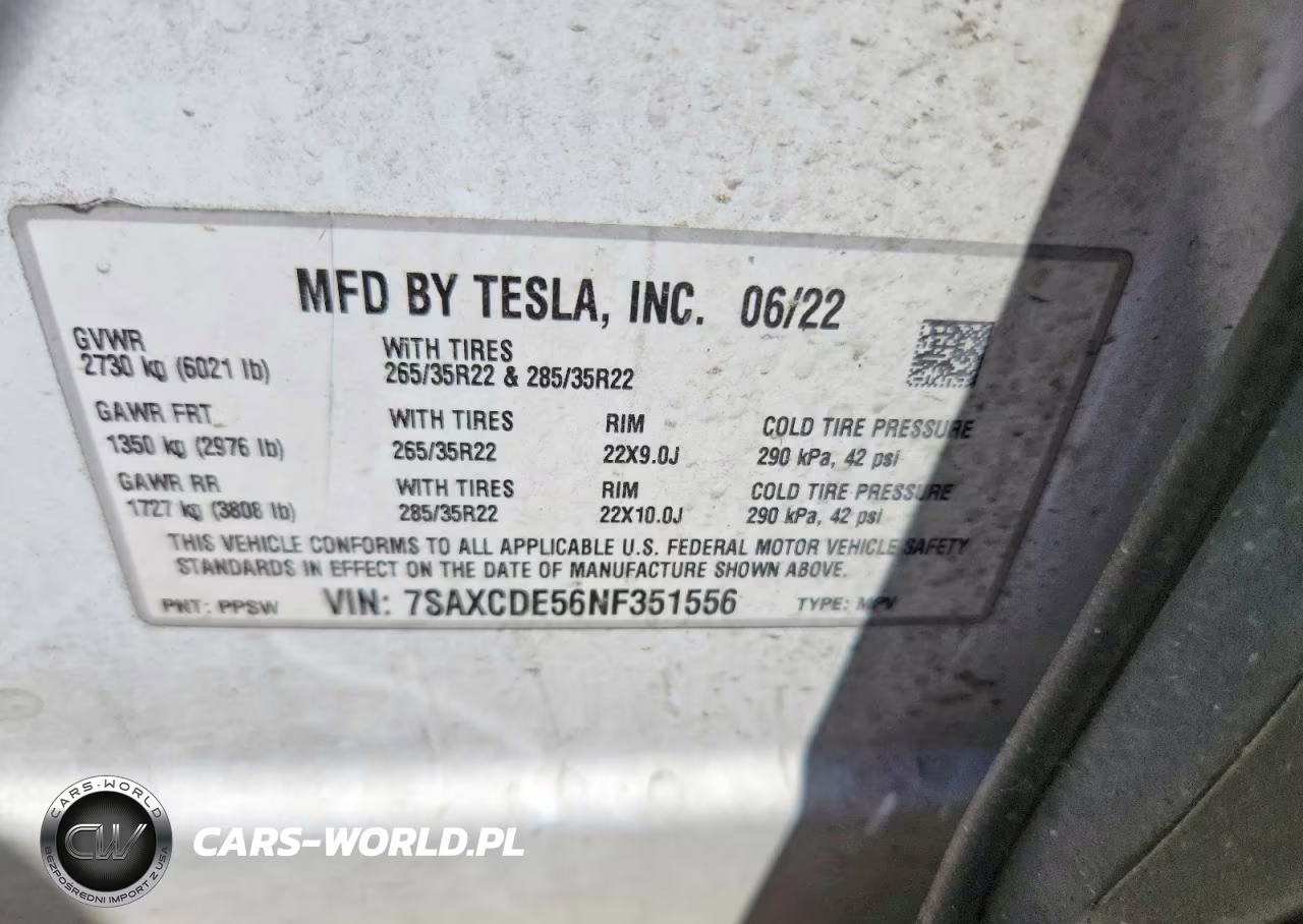 2022 Tesla Model X VIN:7SAXCDE56NF351556 - 12