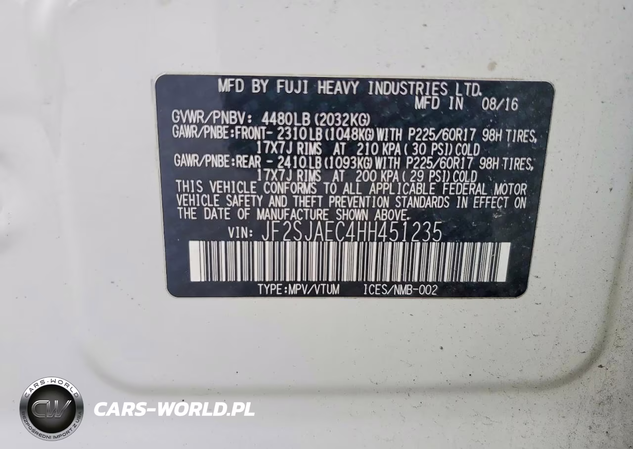 2017 Subaru Forester 2.5I Premium VIN:JF2SJAEC4HH451235 - 13
