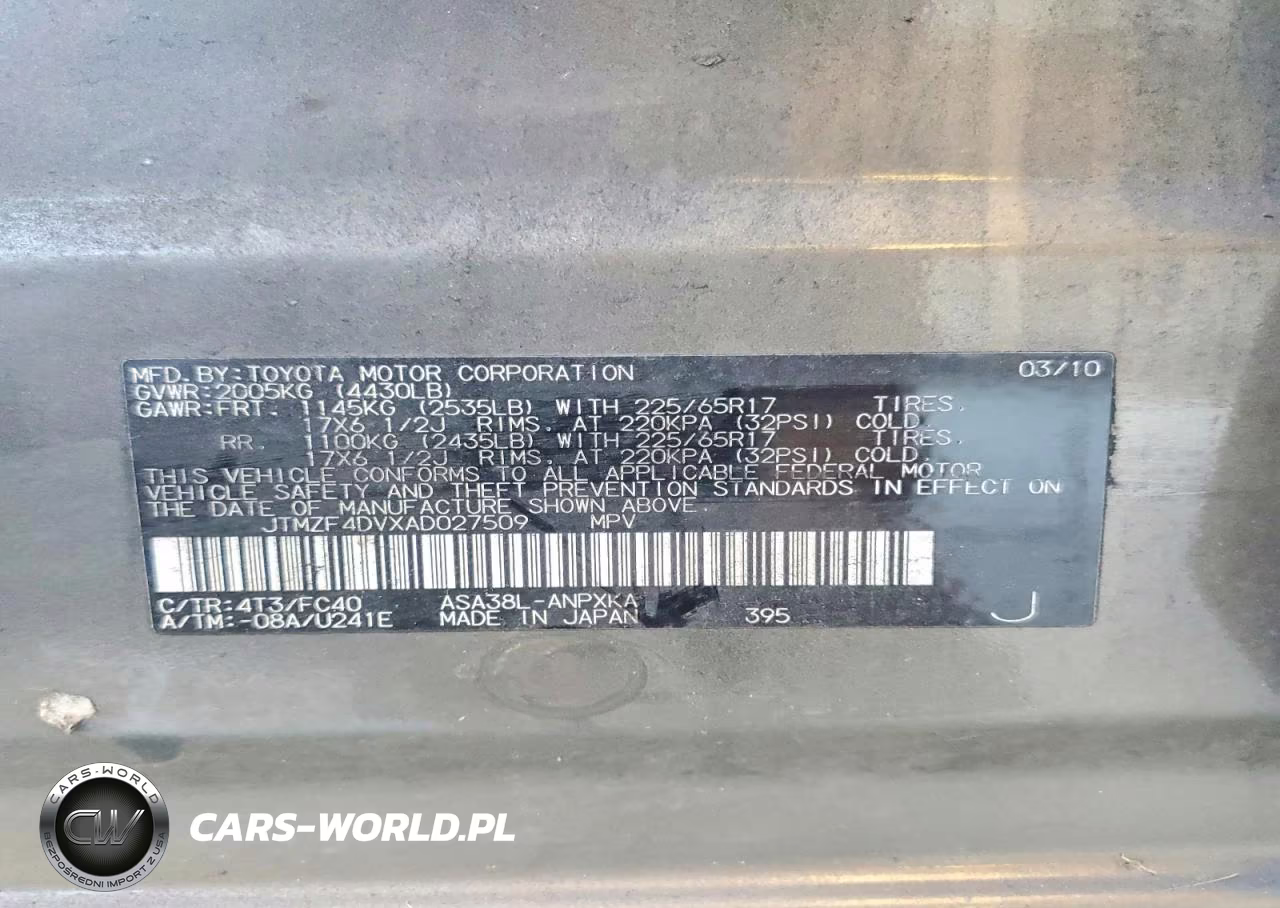 2010 Toyota Rav4 Base VIN:JTMZF4DVXAD027509 - 13
