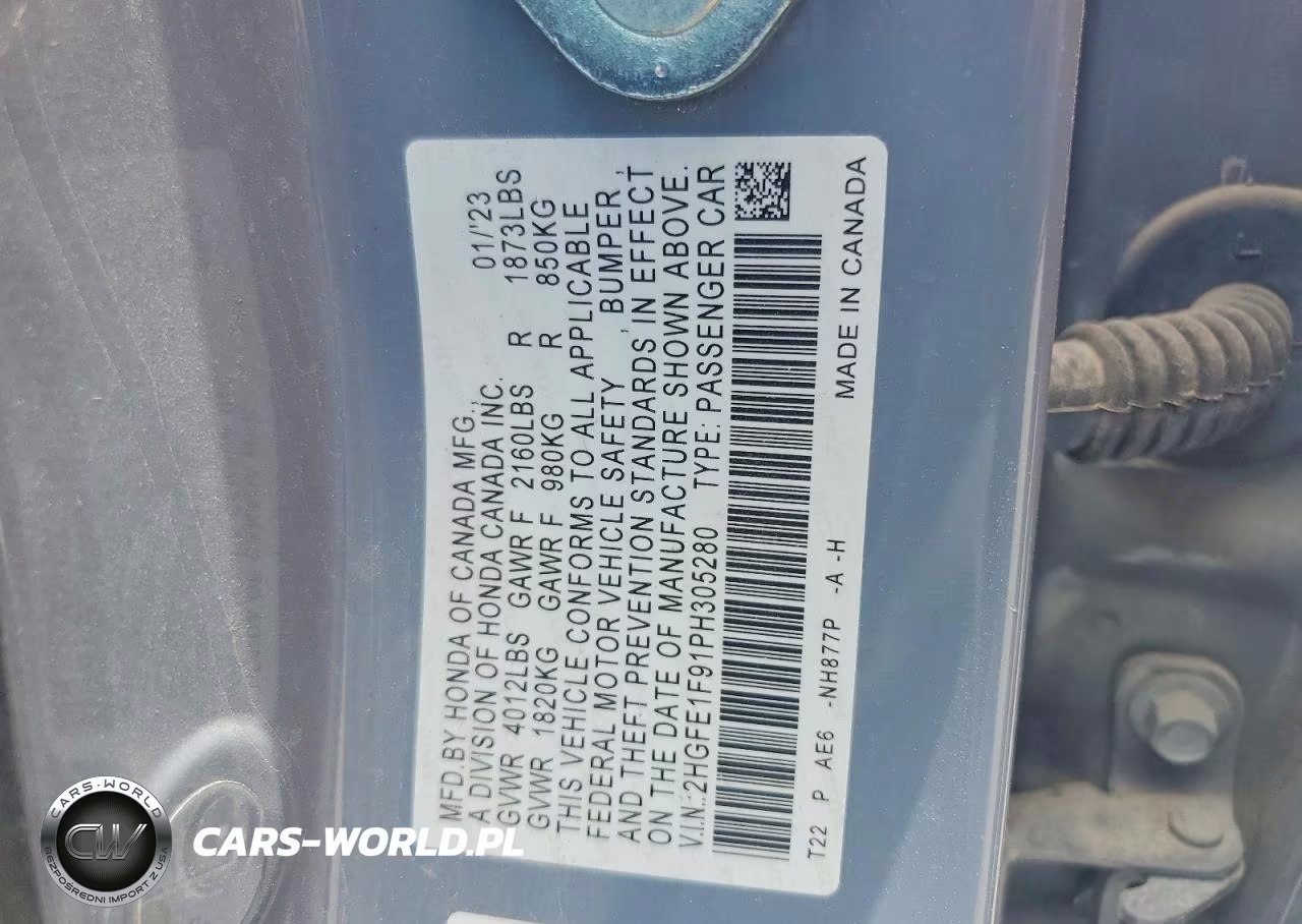 2023 Honda Civic Touring VIN:2HGFE1F91PH305280 - 12