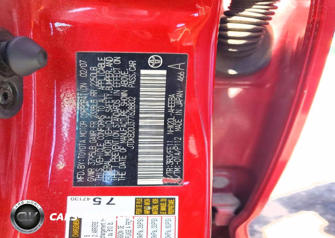 2007 Toyota Prius Base VIN:JTDKB20U377628802 - 12