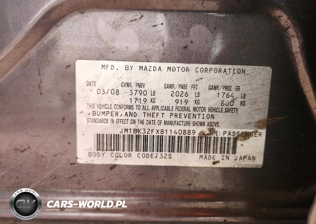 2008 Mazda 3 I VIN:JM1BK32FX81140889 - 13