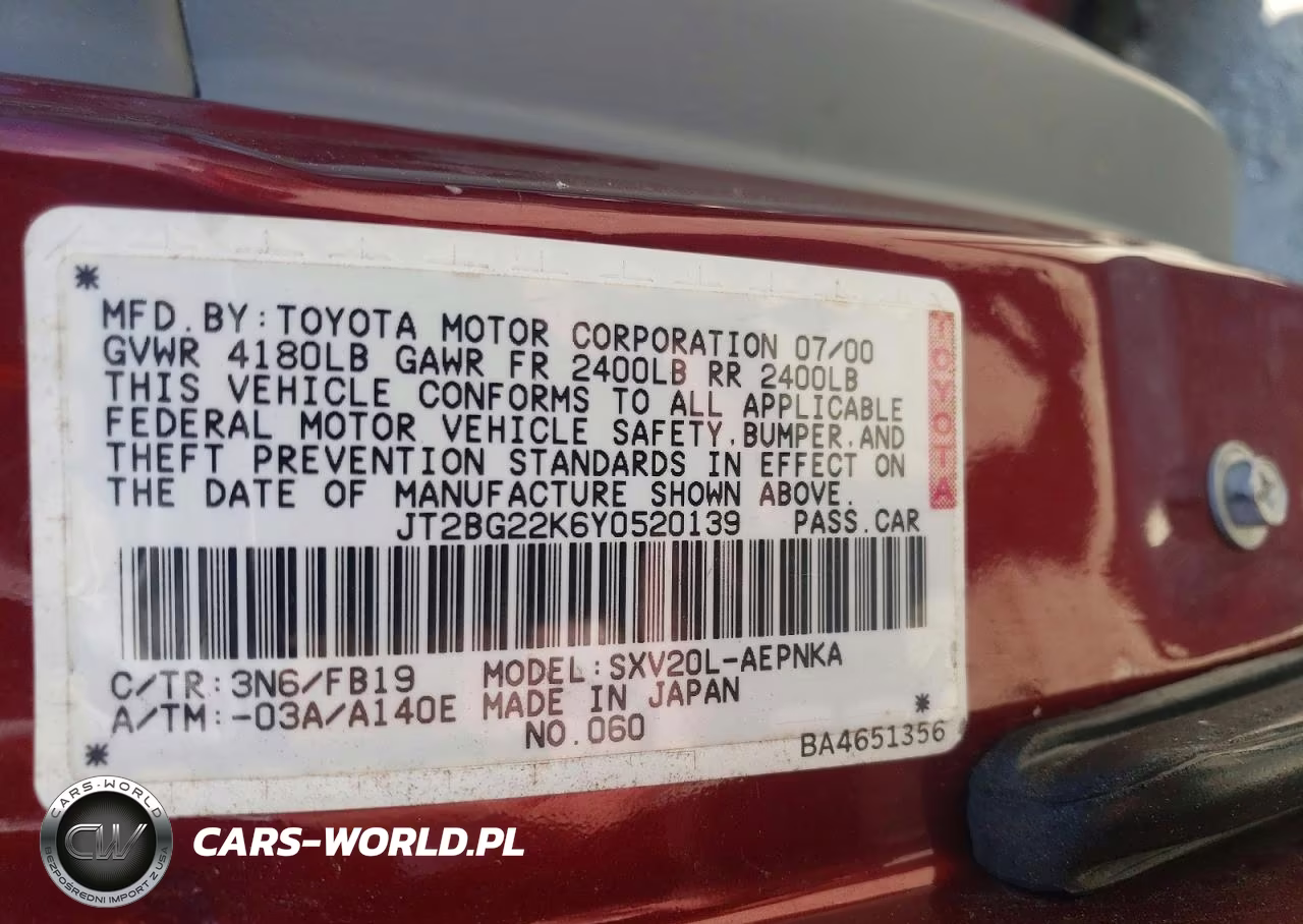 2000 Toyota Camry Le VIN:JT2BG22K6Y0520139 - 12