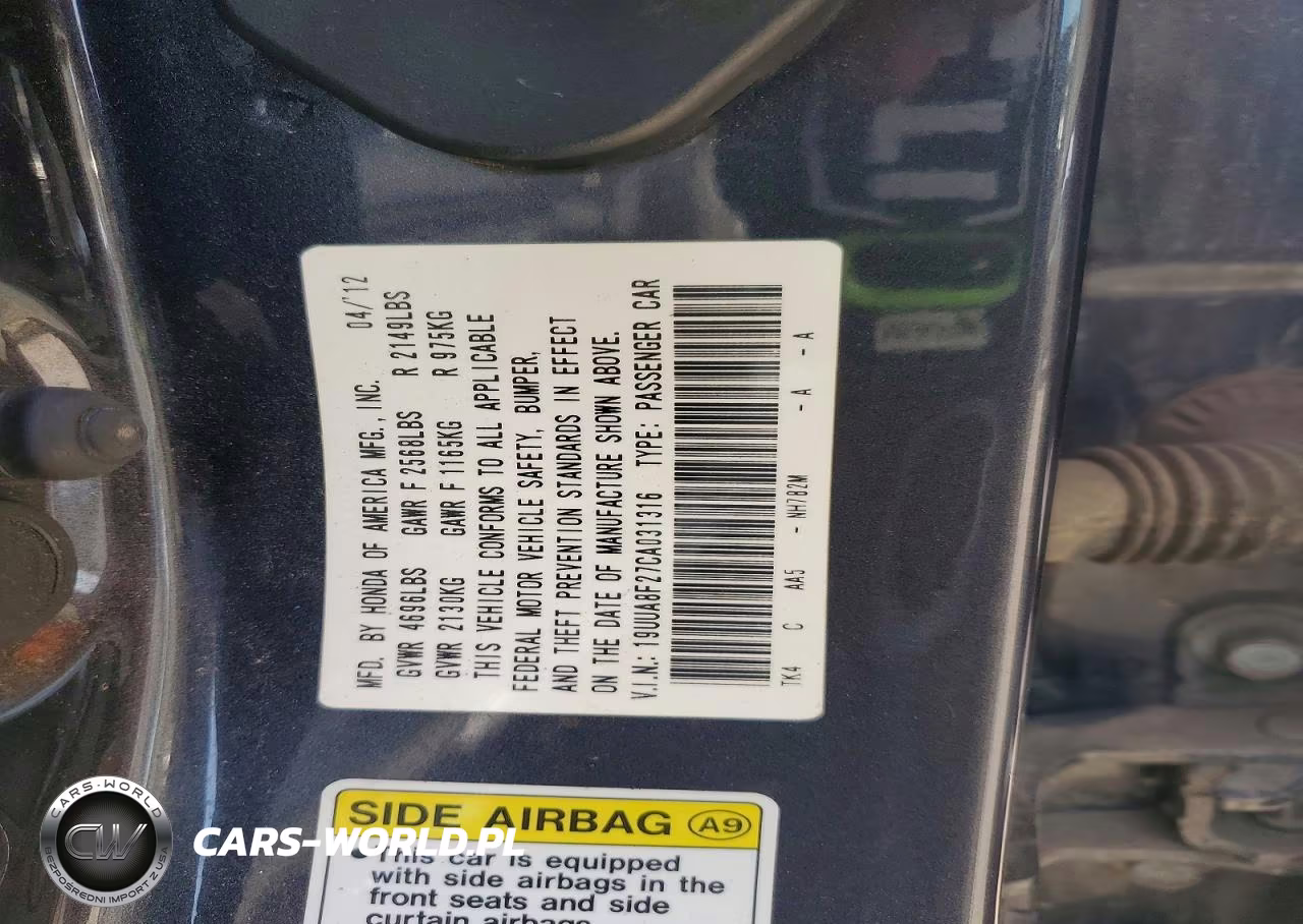 2012 Acura Tl VIN:19UUA8F27CA031316 - 12