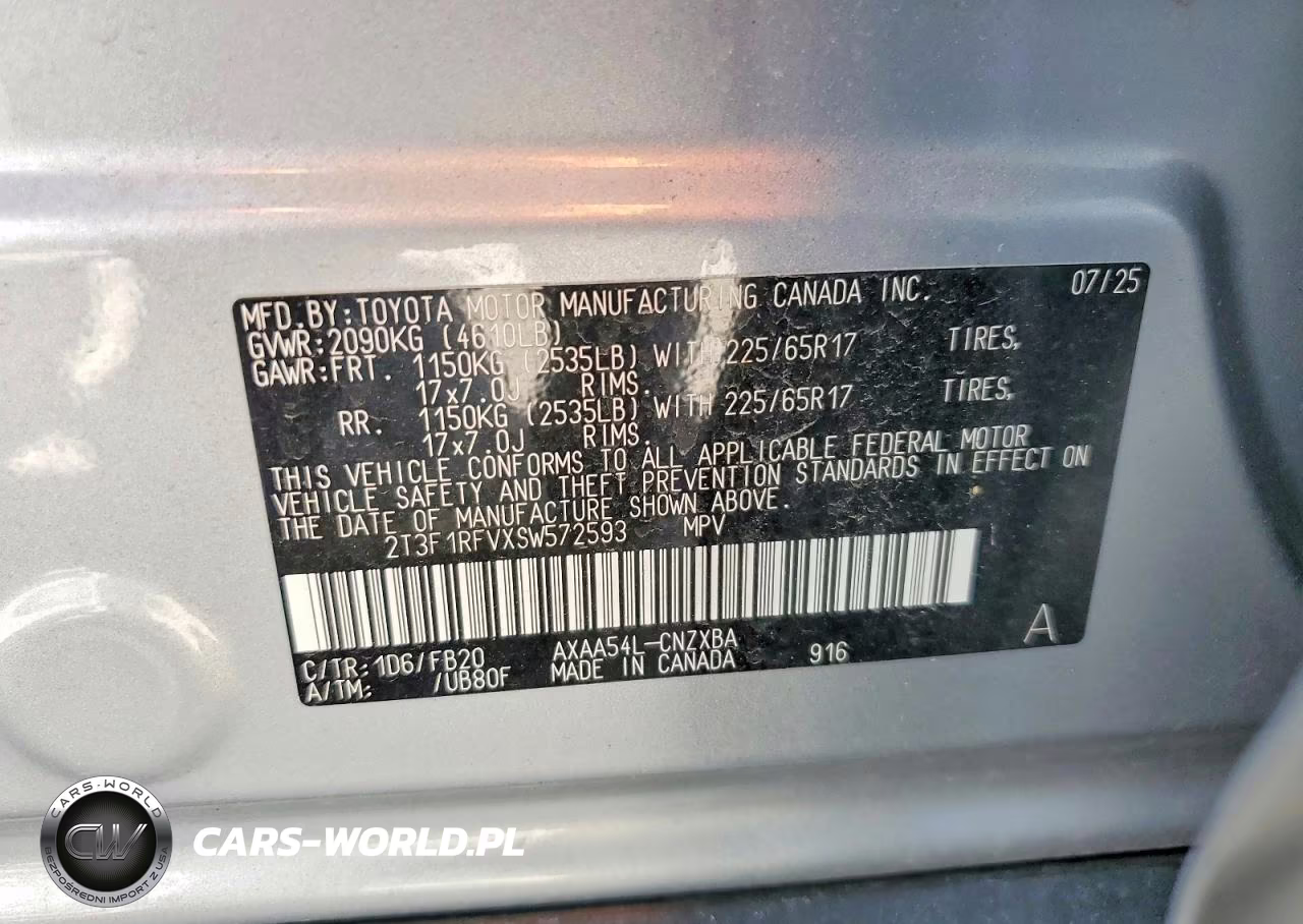 2025 Toyota Rav4 Le VIN:2T3F1RFVXSW572593 - 13