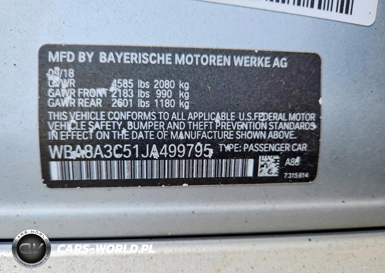 2018 BMW 320 Xi VIN:WBA8A3C51JA499795 - 12