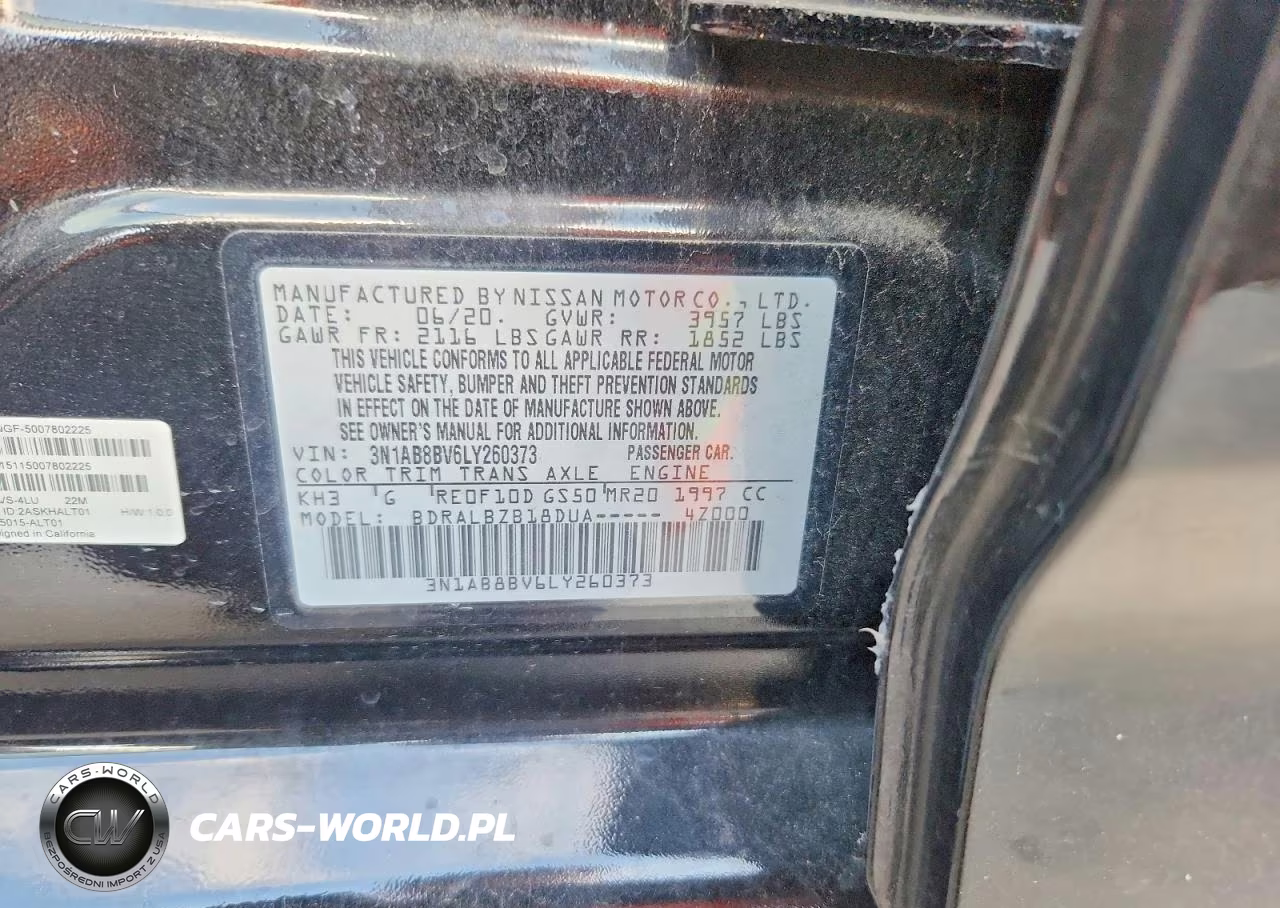 2020 Nissan Sentra S VIN:3N1AB8BV6LY260373 - 12