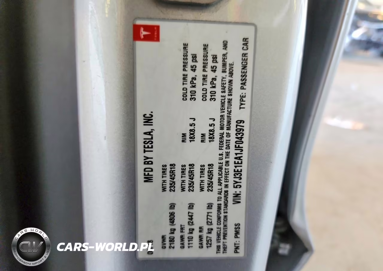 2018 Tesla Model 3 VIN:5YJ3E1EA1JF043979 - 12