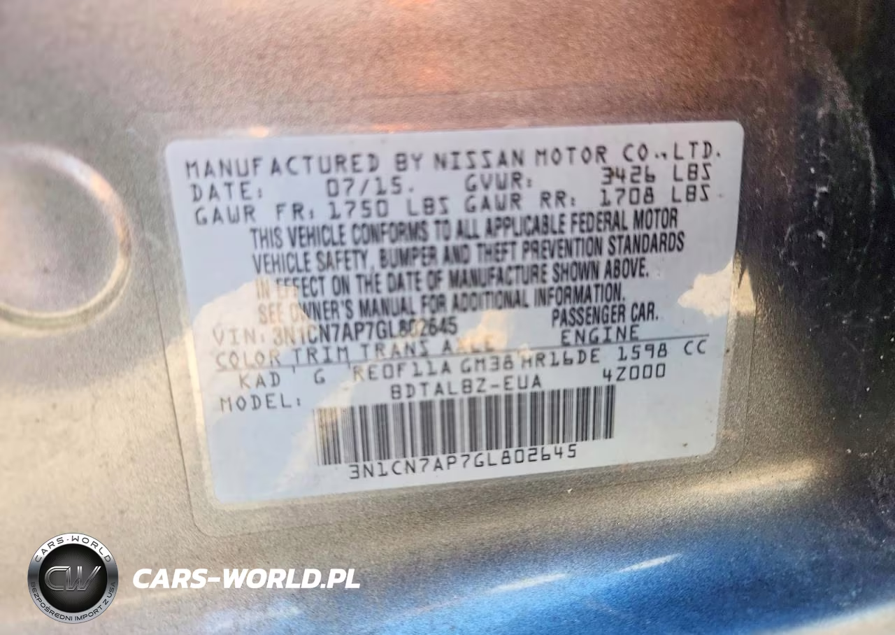 2016 Nissan Versa 1.6 Sv VIN:3N1CN7AP7GL802645 - 13
